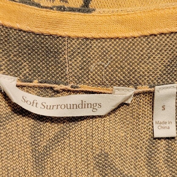 Soft Surroundings Cardigan Yellow/Orange Sz Small Open Front Floral Long Sleeve - Picture 3 of 7